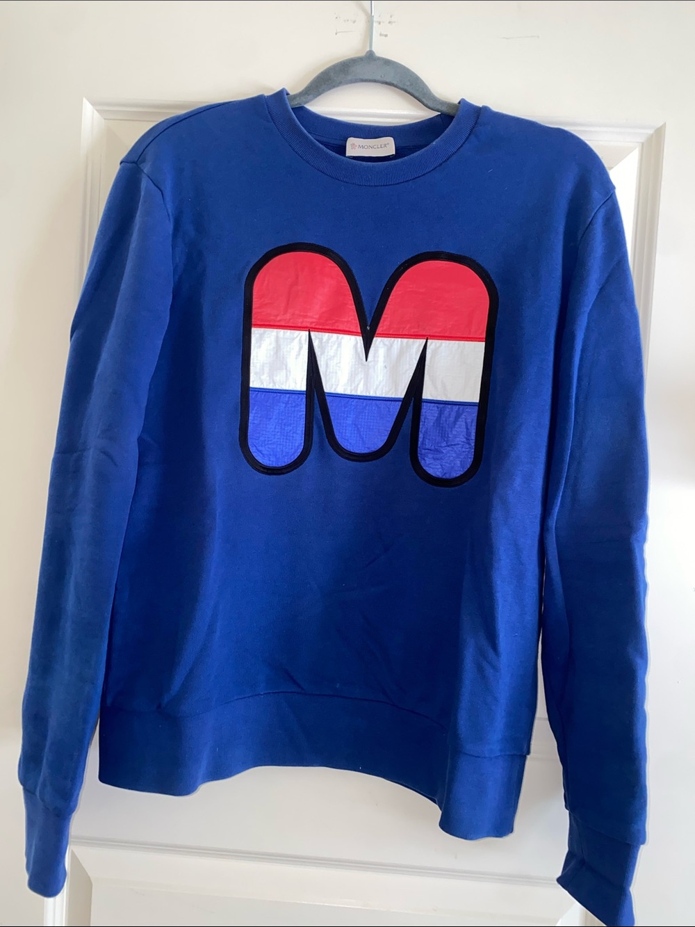 Moncler Royal Blue Crewneck with Red White Blue M Patch